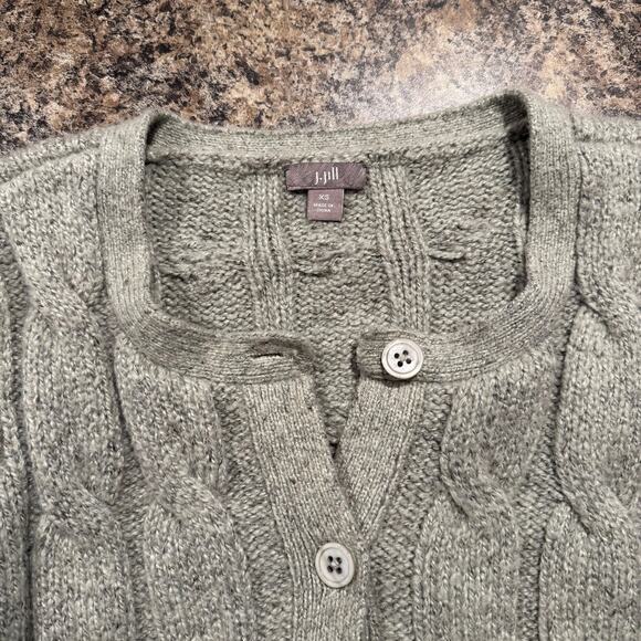 J Jill Cardigan Sweater Cable Knit Preppy Minimalist Cozy Grandma Cottagecore XS - Picture 3 of 6